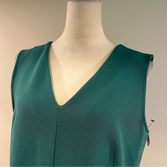 Halogen green Teal v-neck Sleeveless skater style Dress size large - Picture 2 of 14